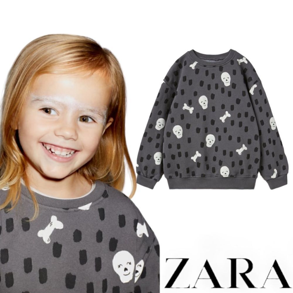 ZARA Kids | Gray | SKULLS SWEATSHIRT